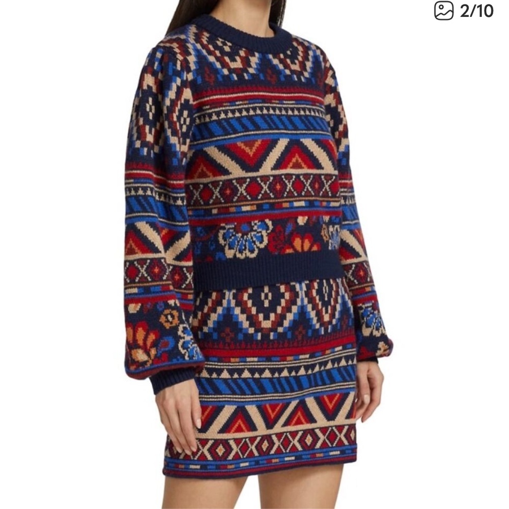 FARM Rio Multicolor Geometric Sweater Dress
